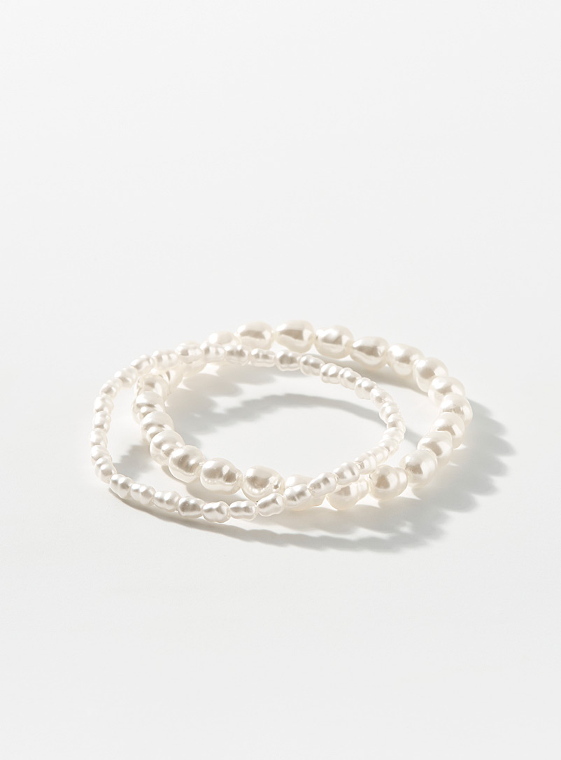 Simons White Baroque pearl bracelets Set of 2 for women