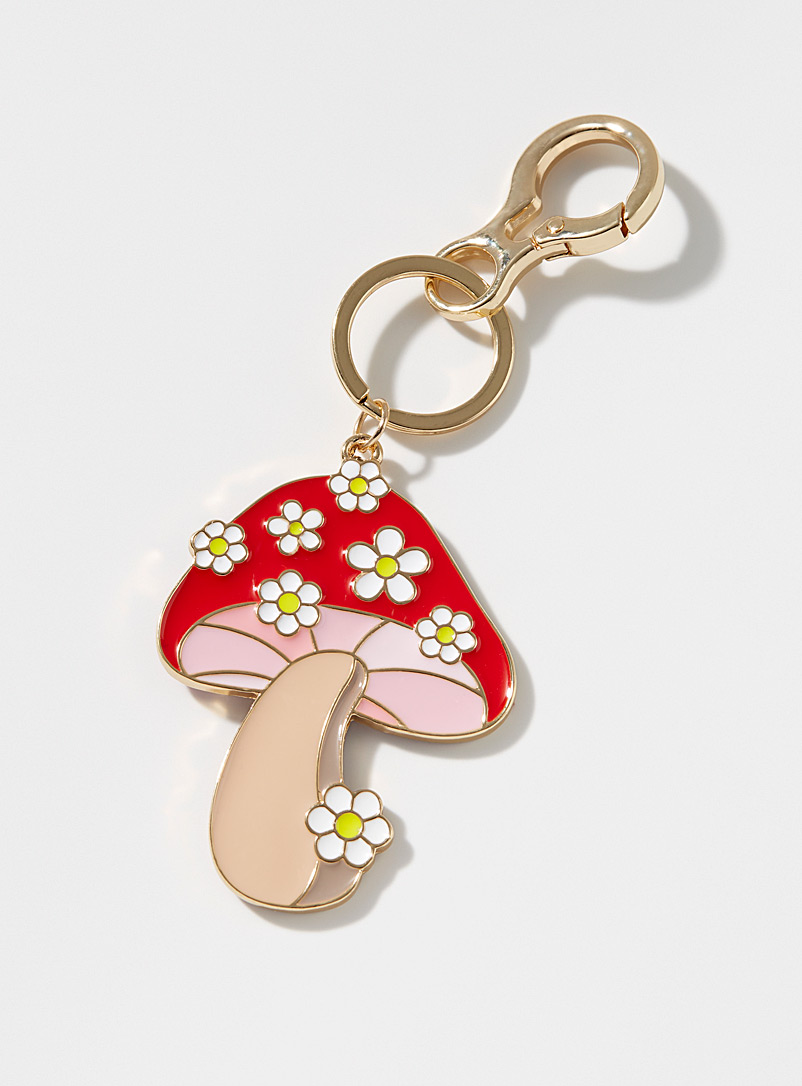 Simons Patterned Red Mushroom keychain for women