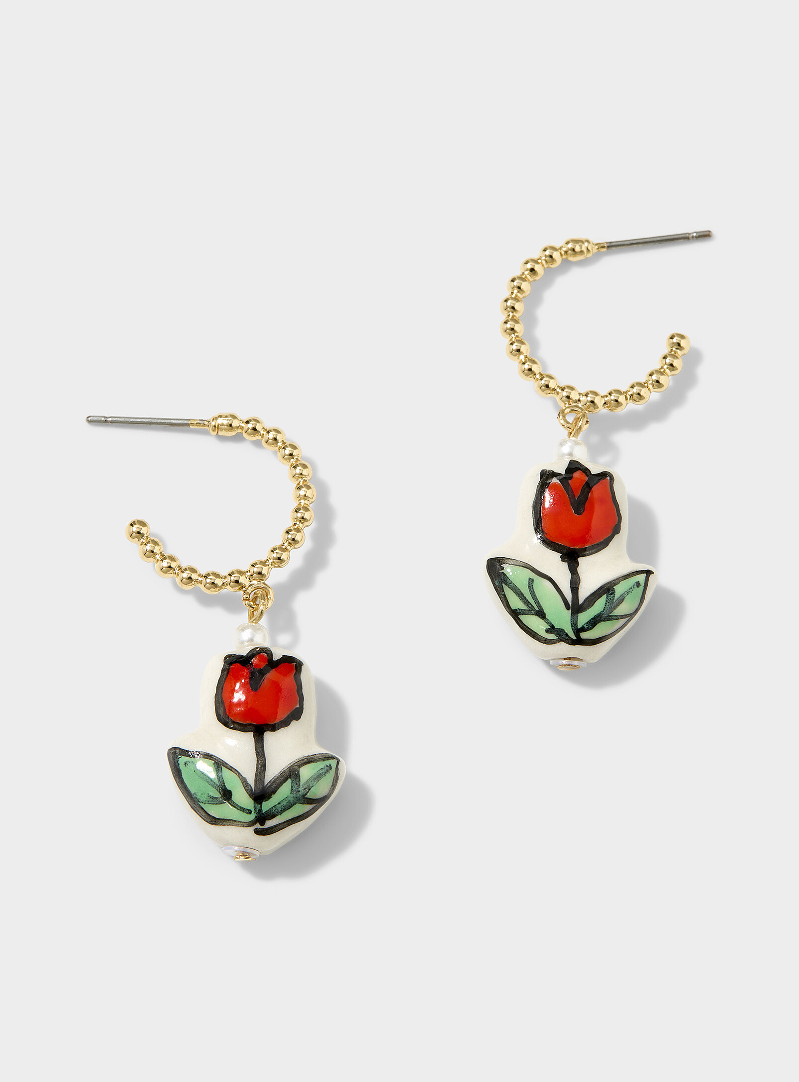 Simon's Tulip Half-hoops In Patterned Red