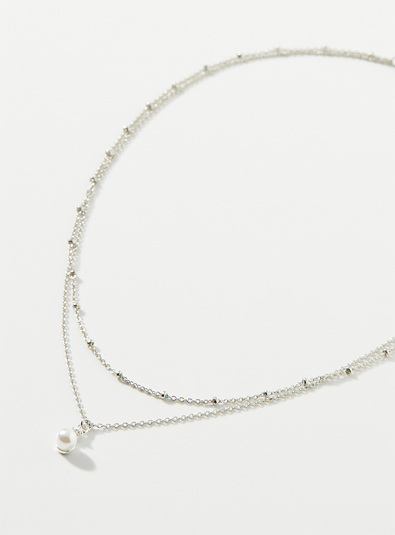 Pearly Bead Two-Tier Necklace