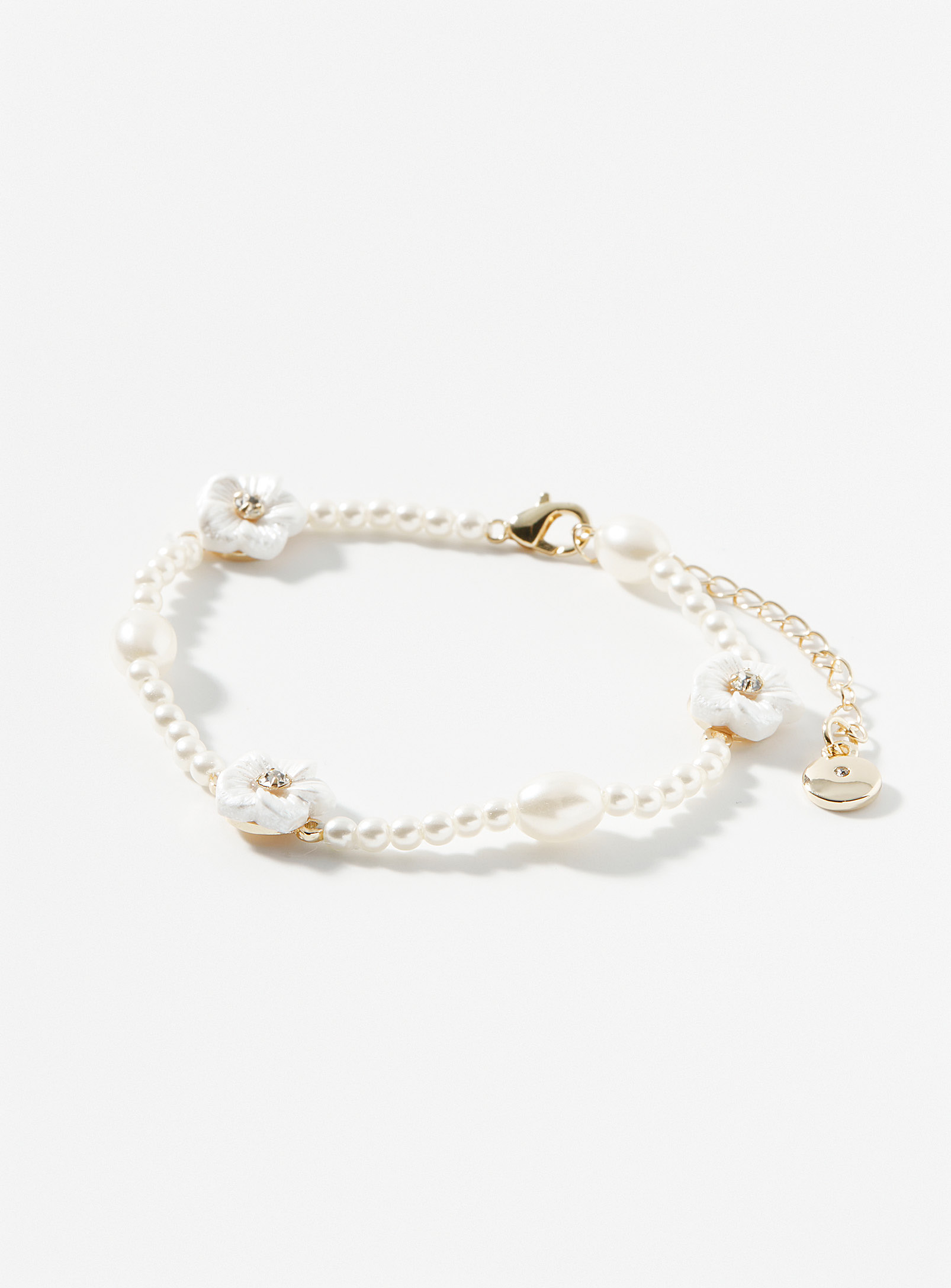 Simons - Women's White flower pearl bracelet