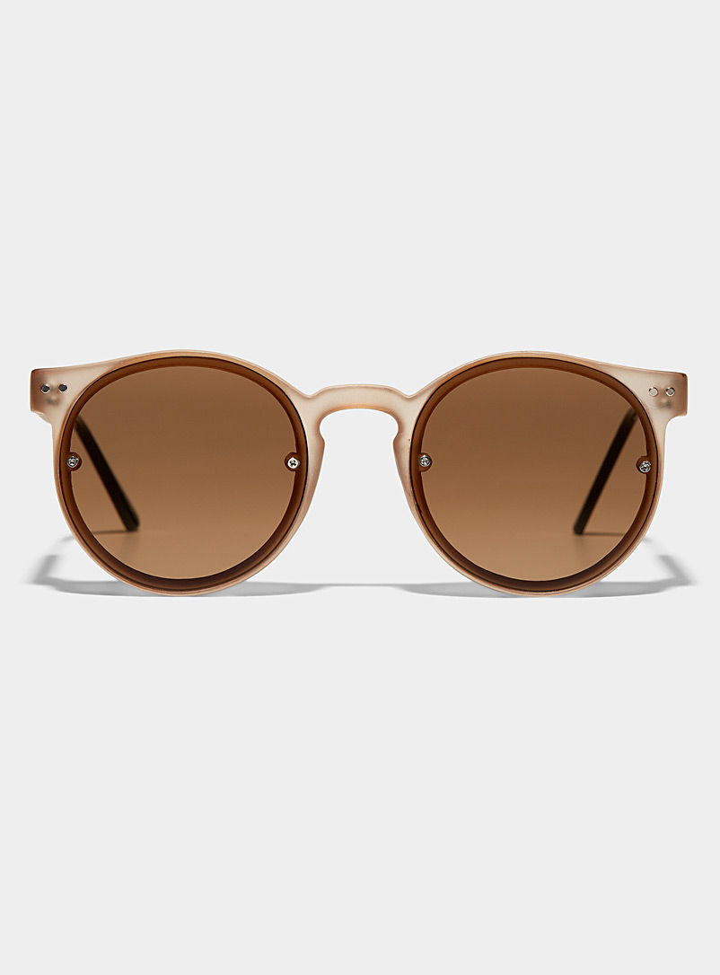 Spitfire Brown Post Punk round sunglasses for women