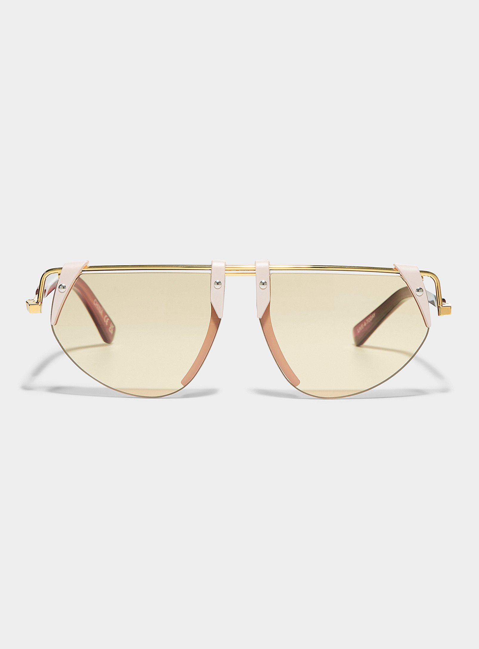 Spitfire Live For Today Edgy Aviator Sunglasses In Gold