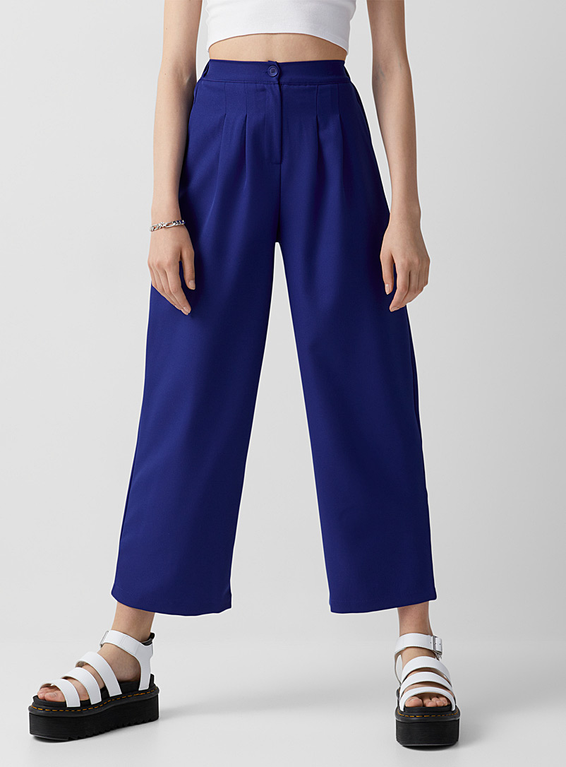 Twik Patterned Blue Four pleats wide-leg pant for women