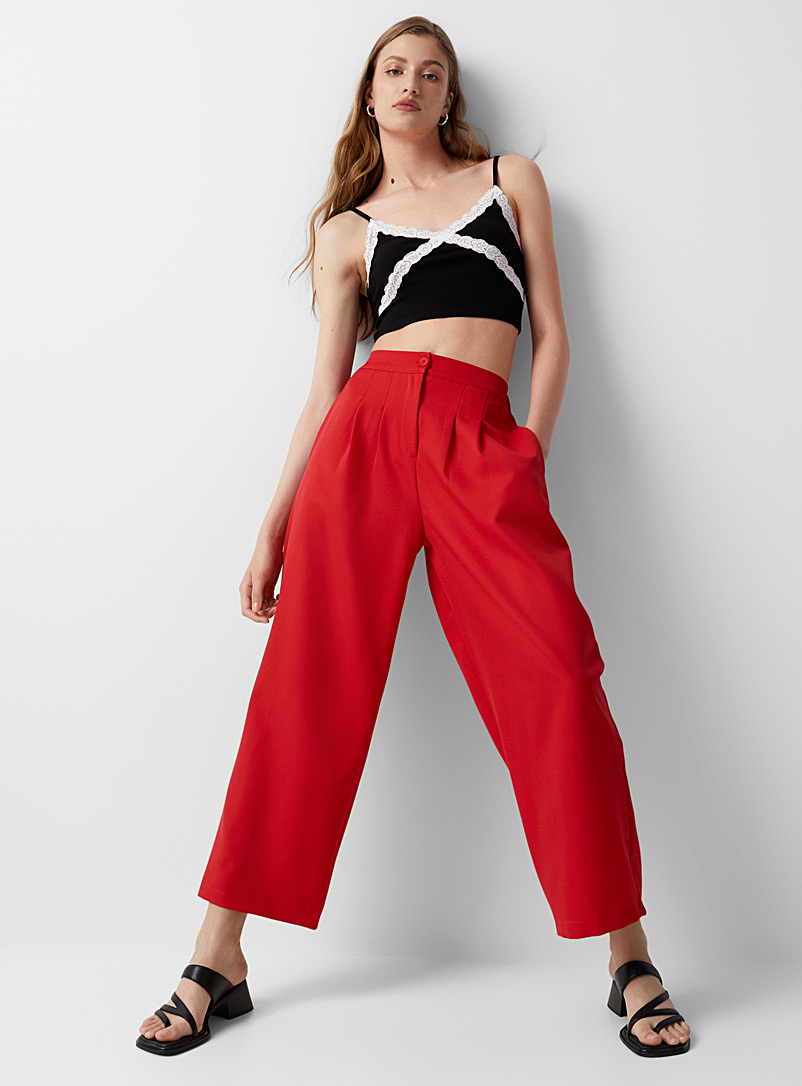 Twik: Le pantalon large 4 plis Rouge pour femme