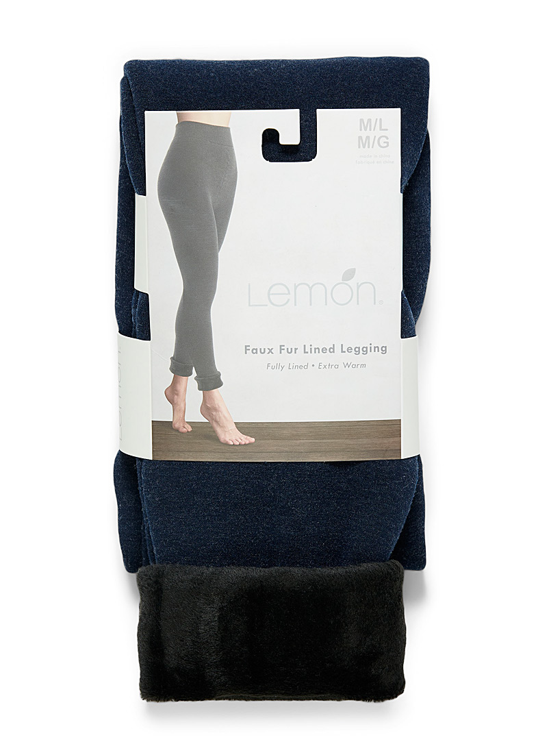 Lemon: Le legging envers façon fourrure Noir pour femme