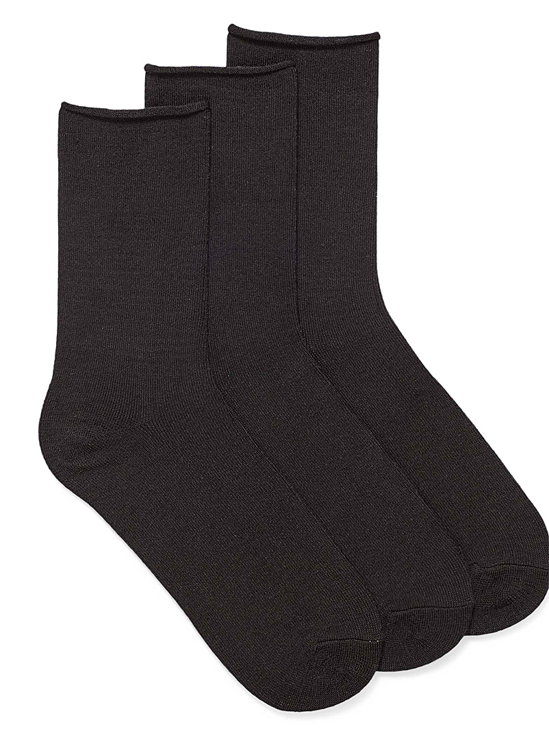 Lemon Black Ultra-soft monochrome socks Set of 3 for women