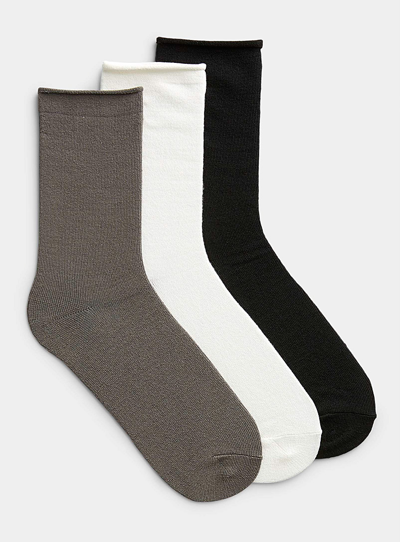 Lemon Charcoal Ultra-soft monochrome socks Set of 3 for women