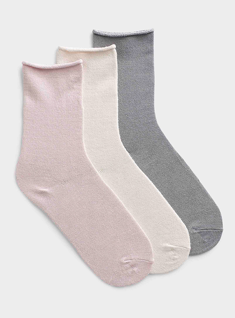 Lemon Pink Ultra-soft solid socks Set of 3 for women
