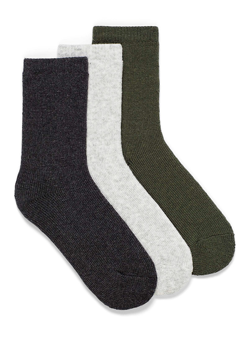 Lemon Charcoal Wool blend solid socks Set of 3 for women
