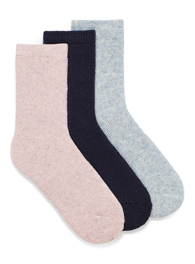 Lemon Blue Wool blend solid socks Set of 3 for women