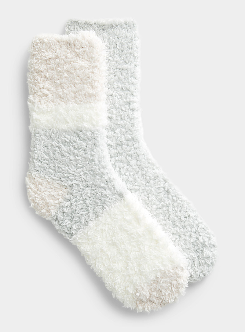 Lemon Sand Ultra-soft plush socks Set of 2 for women