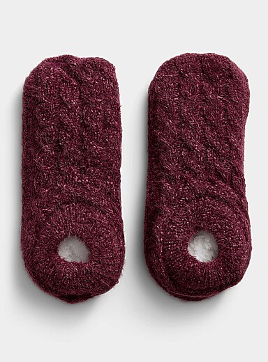 Lemon: La pantoufle tricot torsades Bourgogne pour femme