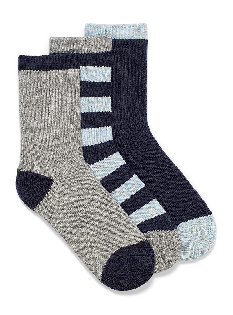 Lemon Blue Wool blend striped socks Set of 3 for women