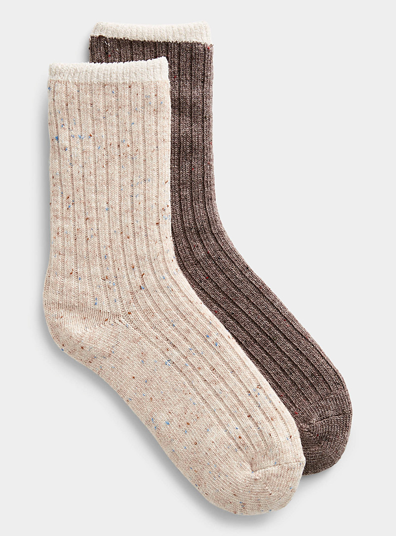 Lemon Sand Cozy confetti knit socks Set of 2 for women
