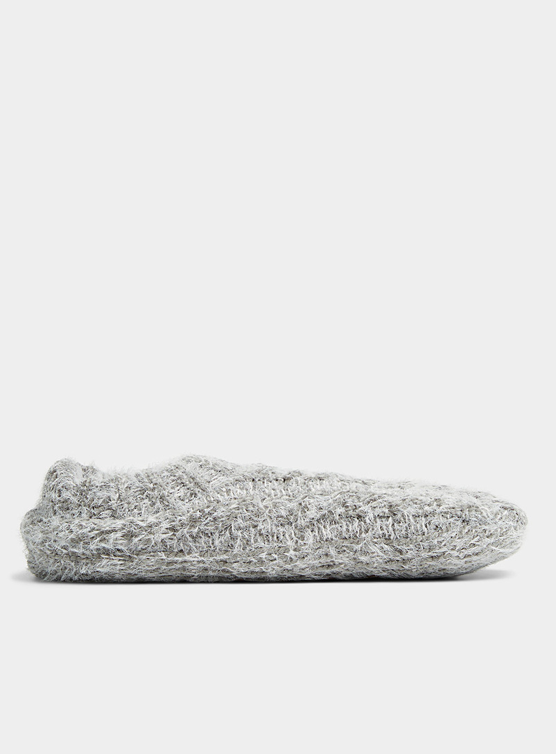 Lemon Grey Plush knit slippers for women