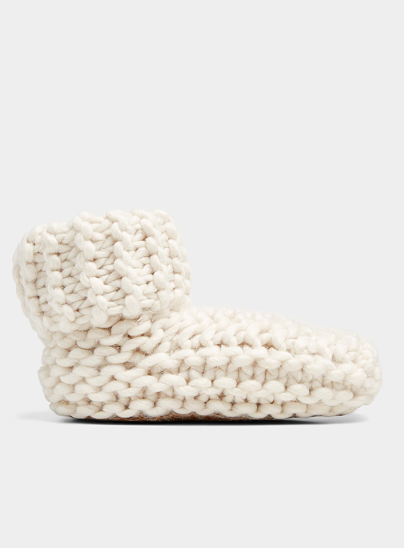Chunky knit bootie slippers, Lemon, Shop Women's Slippers Online