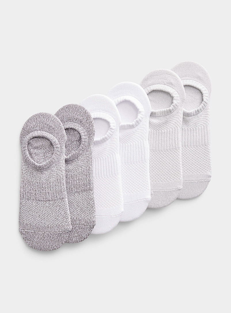 Lemon Off White Fine knit neutral foot liners Set of 6 pairs for women