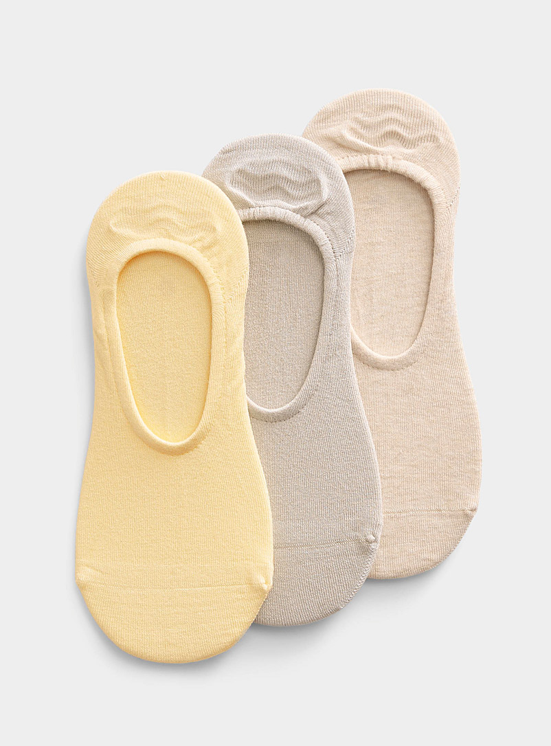Lemon: Les protège-pieds tricot touche de soie Ensemble de 3 paires Jaune doré pour femme