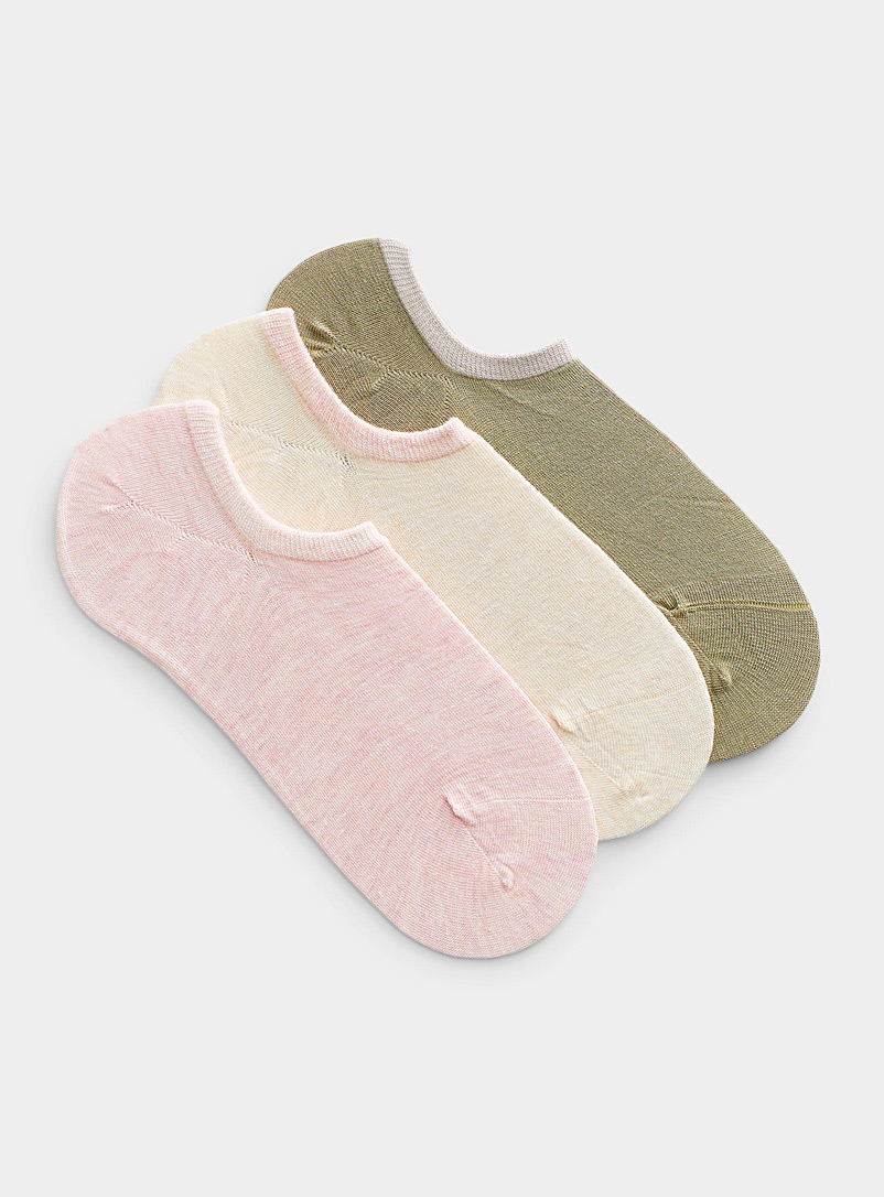 Lemon Dusky Pink Grey ped socks Set of 3 for women