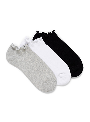 Ruffle-trim ped sock Set of 3 | Lemon | Shop Foot Liners for Women ...