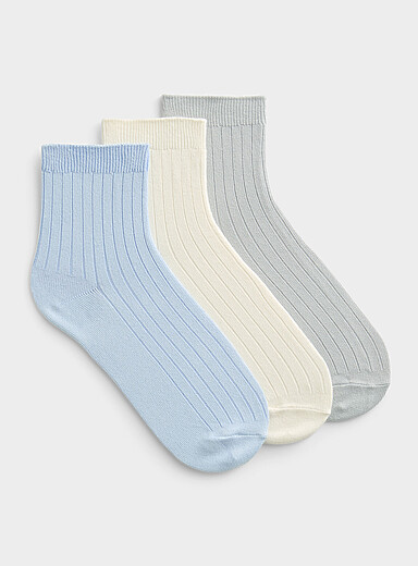 Les chaussettes cheville ultradouces larges c&ocirc;tes unies Emballage de 3