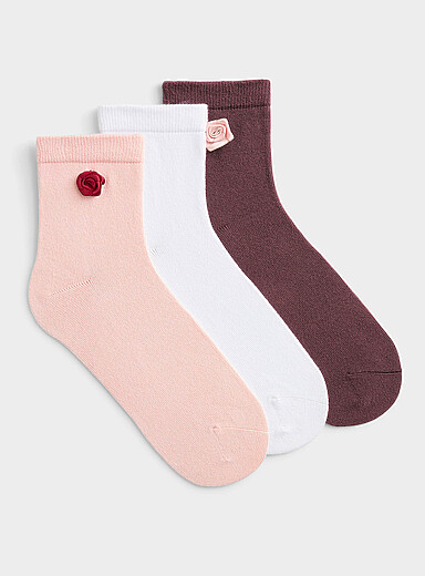 Ultra-soft roses ankle socks 3-pack