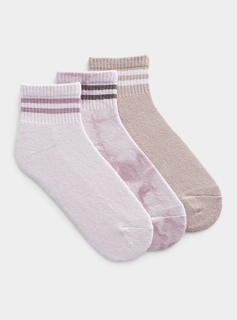 Lemon Mauve Lilac tie-dye ped socks Set of 3 for women