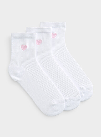 Les chaussettes cheville ultradouces c&oelig;ur brod&eacute; Emballage de 3