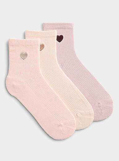 Les chaussettes cheville ultradouces c&oelig;ur brod&eacute; Emballage de 3