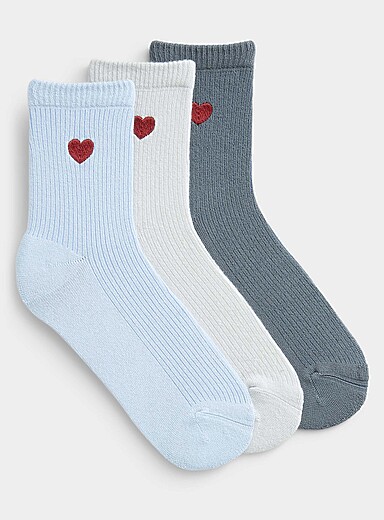 Les chaussettes cheville ultradouces c&oelig;ur brod&eacute; Emballage de 3