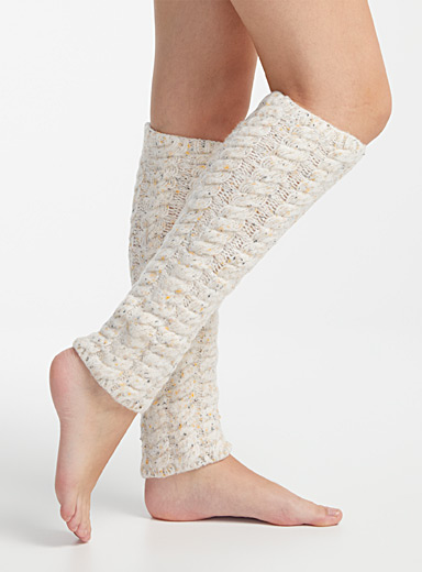 Leg Warmers Pink Knit Gaiters Gray Yoga Class S - Artmosfair