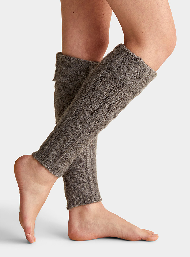 Cable-knit heathered legwarmers