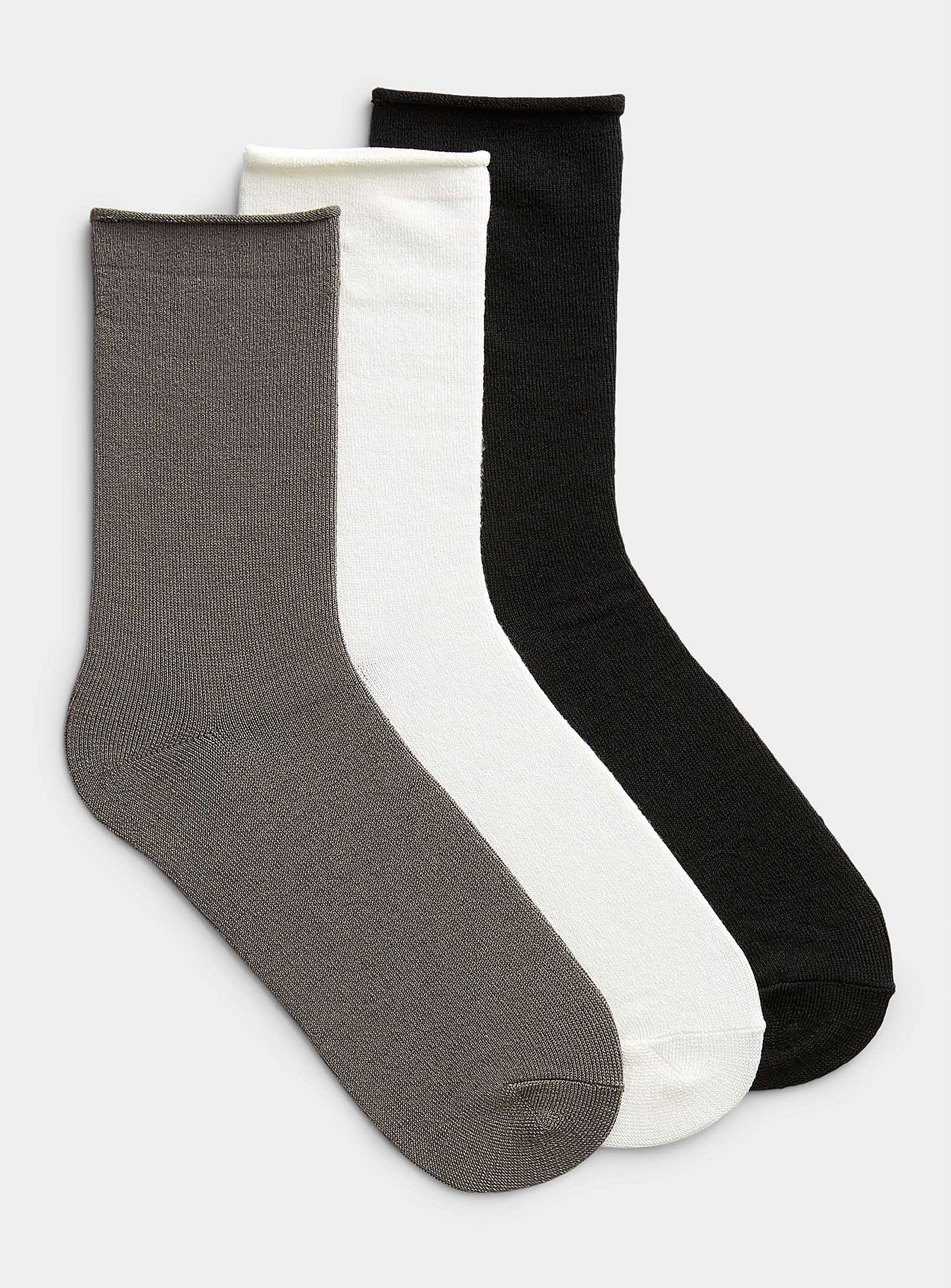 Lemon Ultra-soft Monochrome Socks Set Of 3 In Charcoal