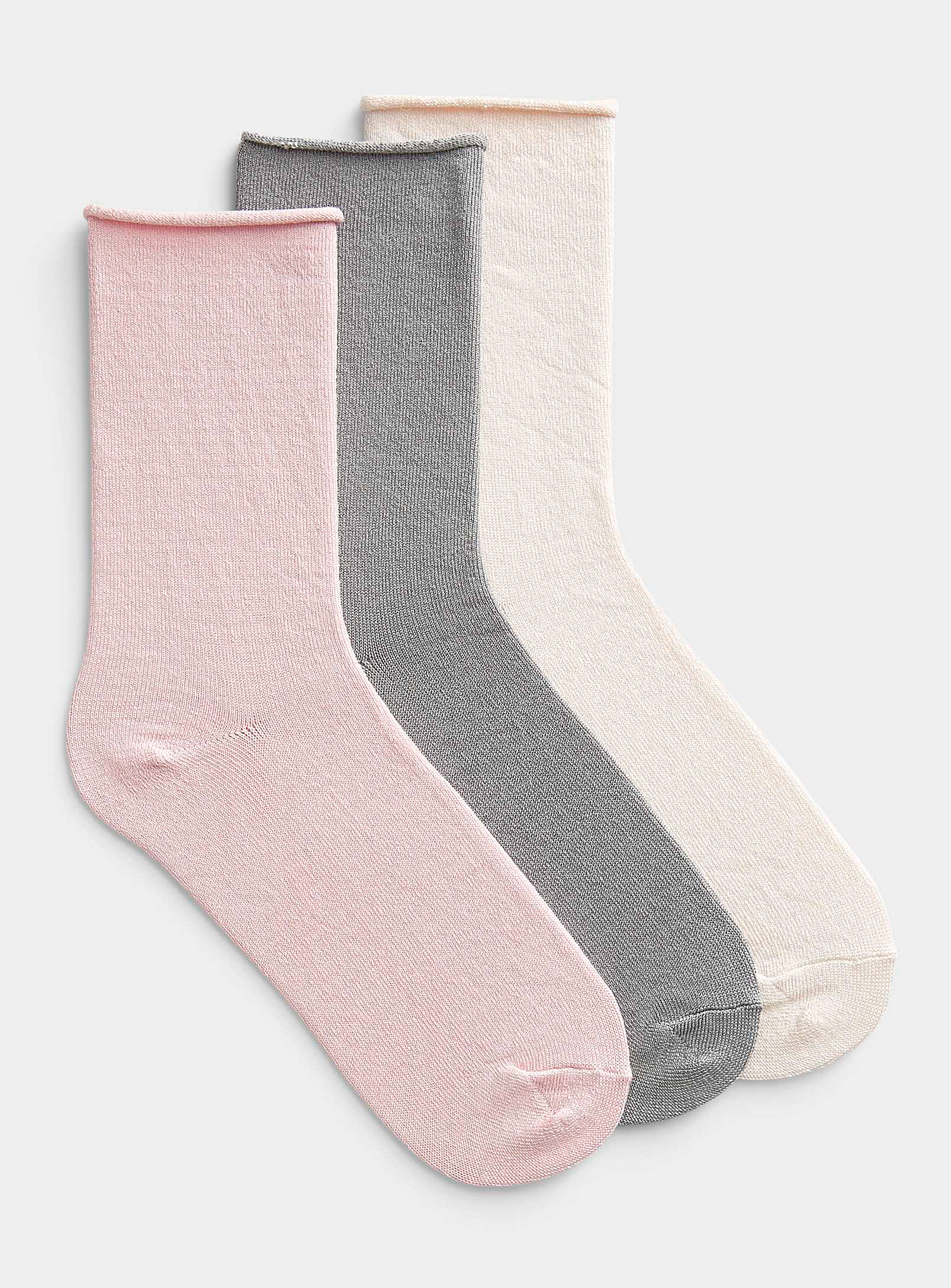 Lemon Ultra-soft Monochrome Socks Set Of 3 In Pink