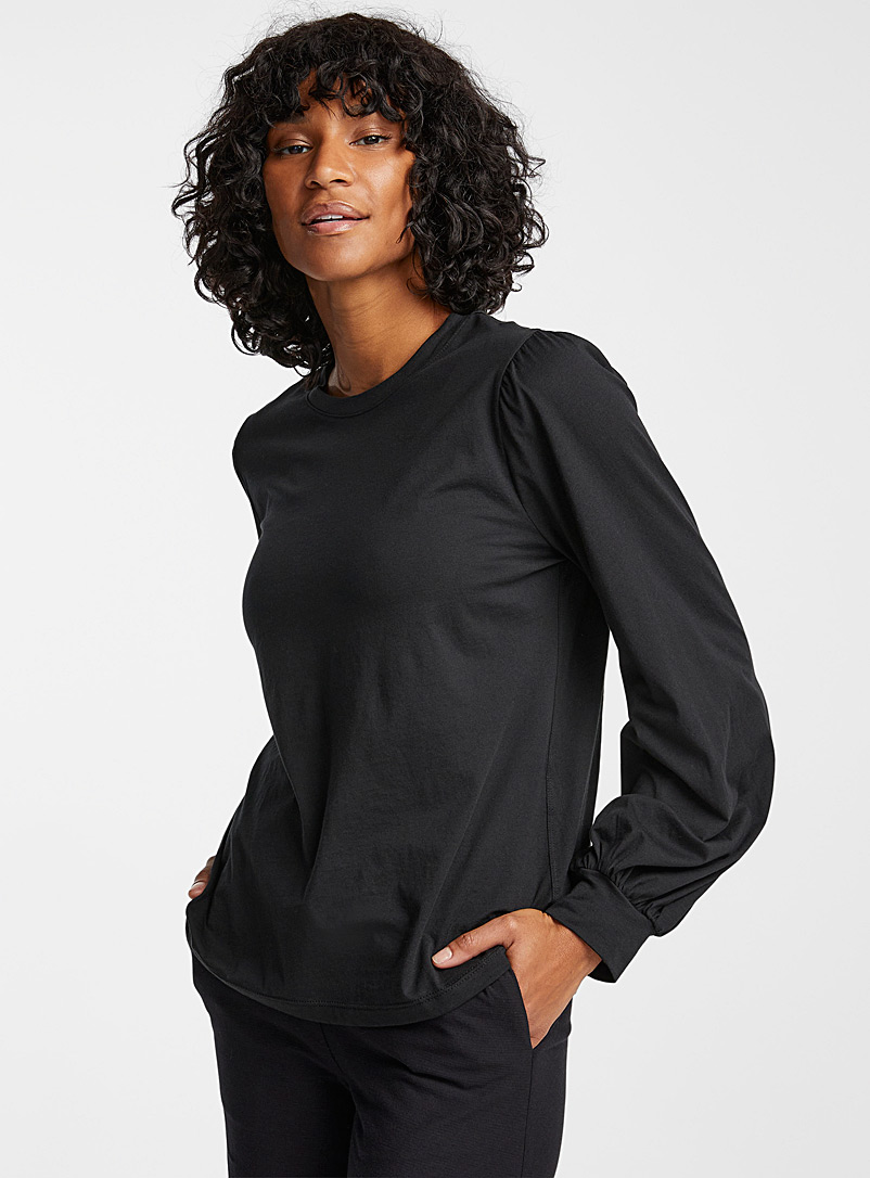 Lunya: Le t-shirt manches longues coton pima bio Noir pour femme