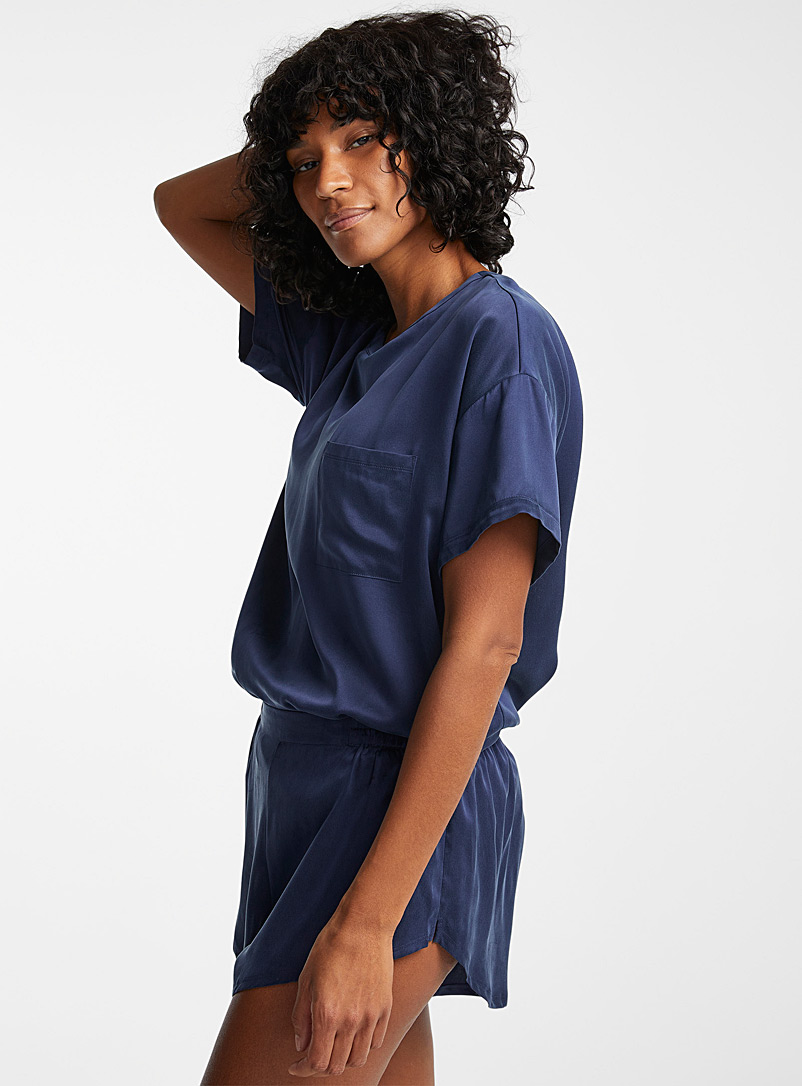 Lunya: L'ensemble pyjama court pure soie Bleu royal-saphir pour femme
