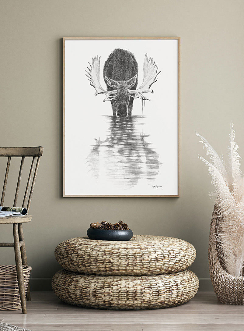Le NID atelier White Moose in Calm Water art print See available sizes