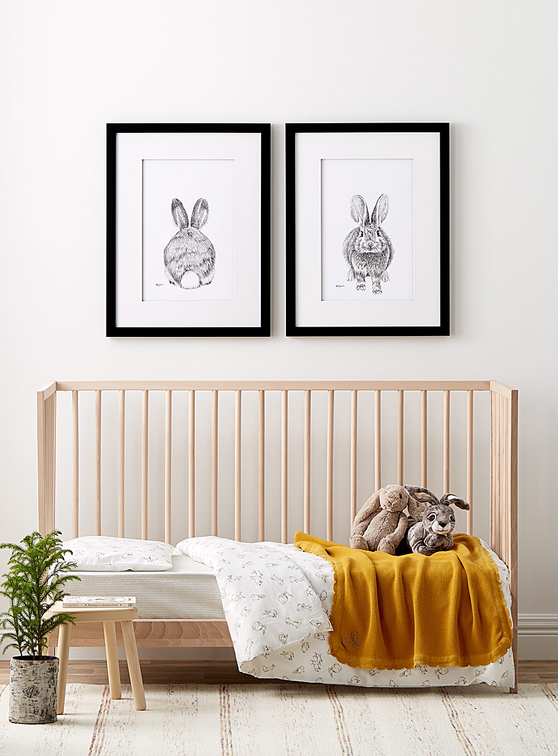 Le NID atelier Black and White Set of two Adorable Rabbits art prints See available sizes