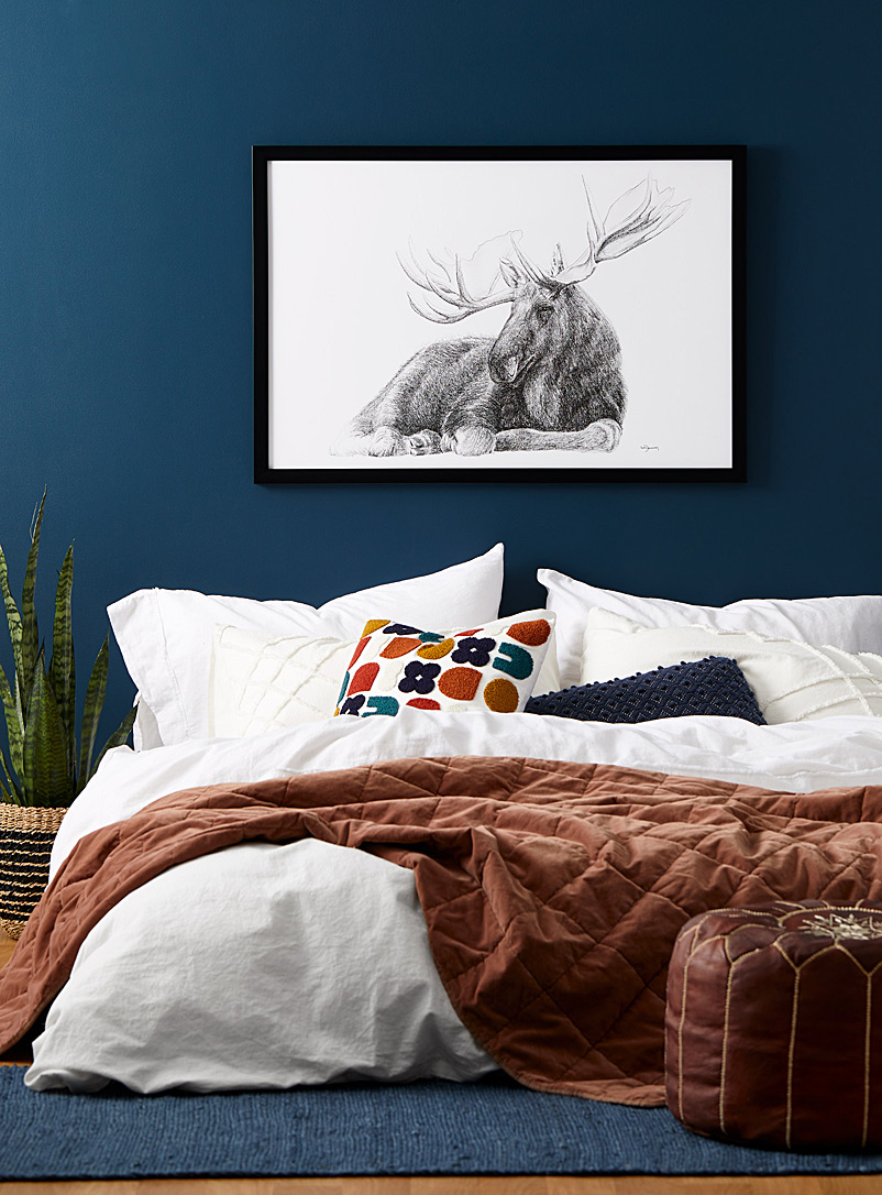 Le NID atelier Black and White Lying Down Moose art print See available sizes