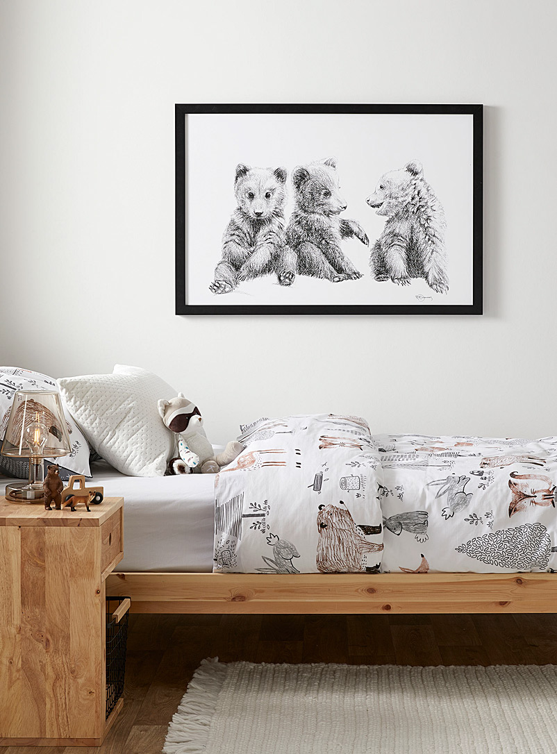 Le NID atelier Black and White Playful bear cubs art print See available sizes