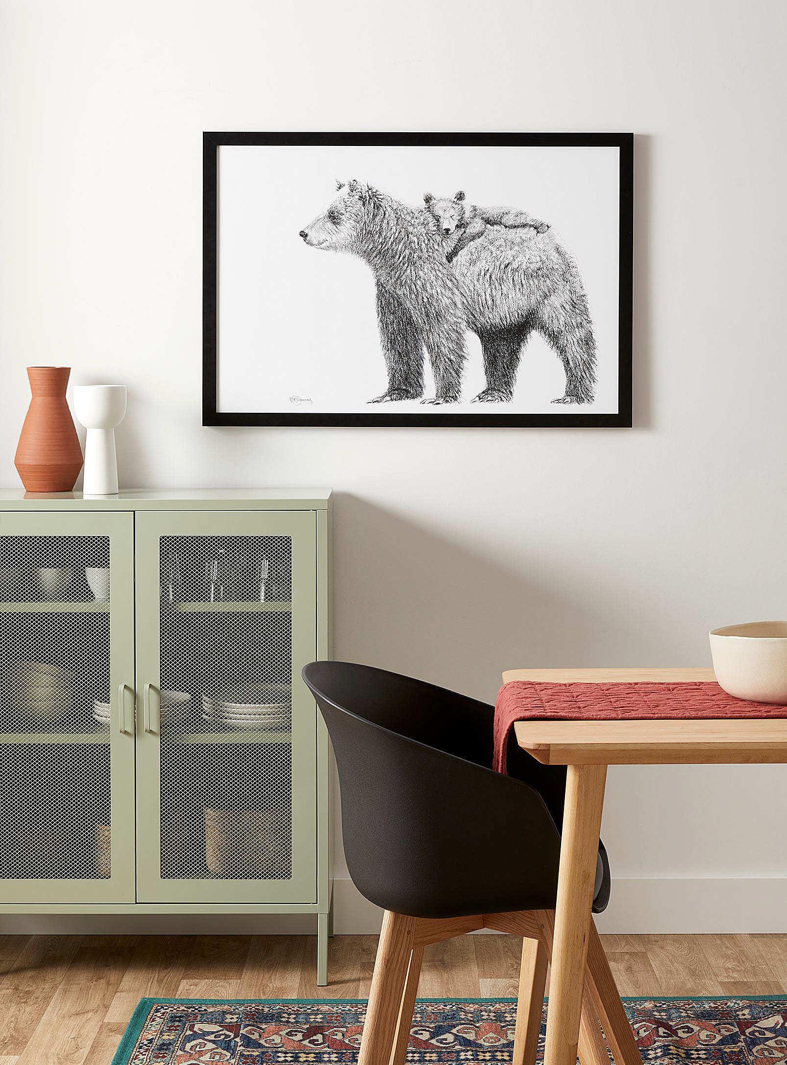 Le NID atelier - Mother bear carrying her cub art print See available sizes
