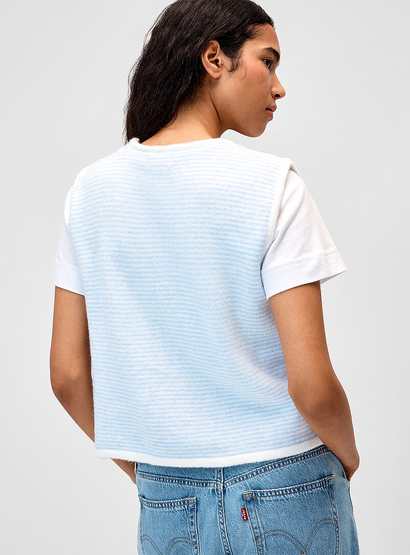 Twik: Le d&eacute;bardeur ouvert &agrave; rayures Bleu p&acirc;le - Bleu ciel pour femme