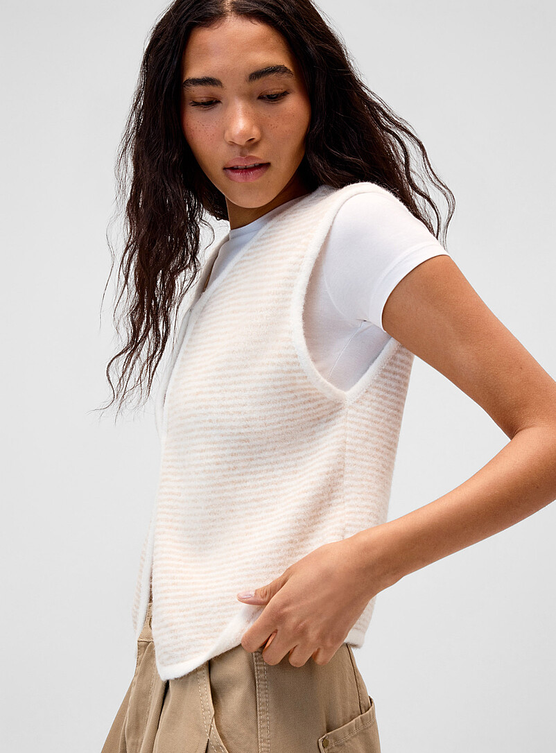 Striped open sweater vest product image 2