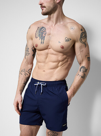 Island Haze Golden Yellow Solid colour stretch swim trunk for men