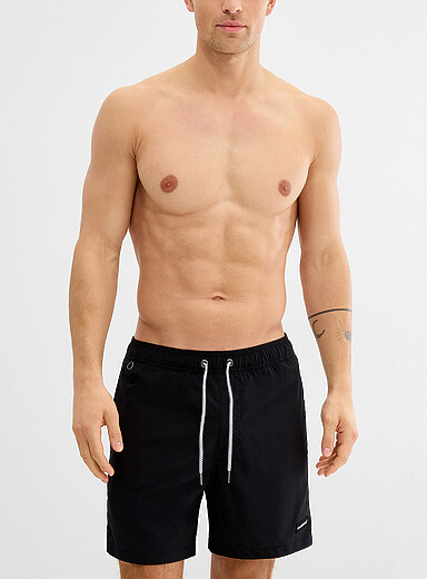 Island Haze Black Stretch ripstop snap-hook swim trunk for men