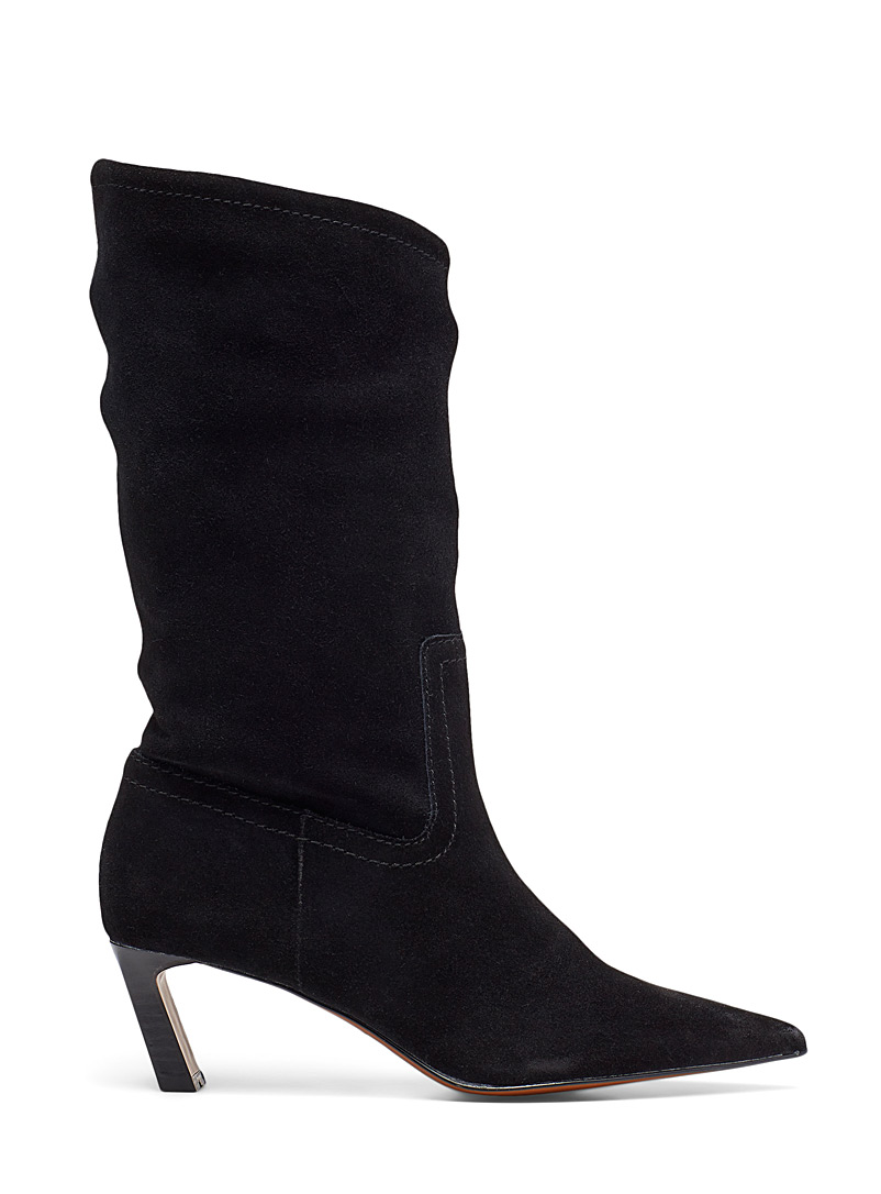 Who What Wear Black Valeria suede boots for women
