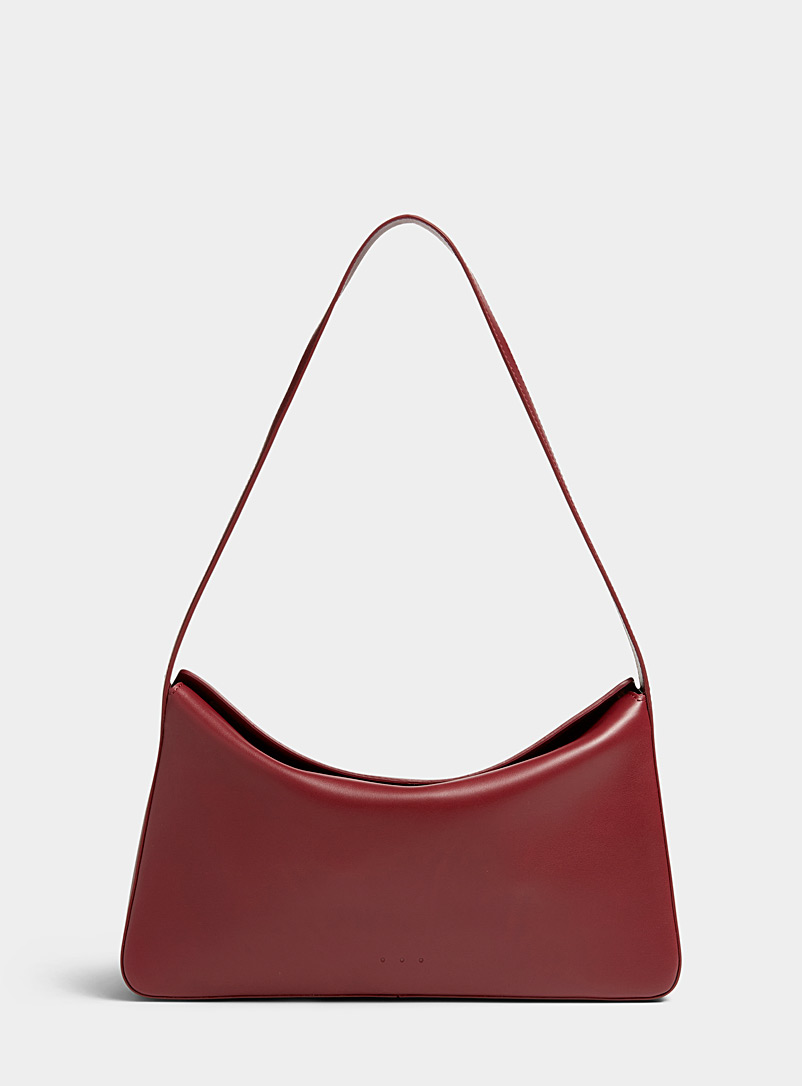 Aesther Ekme Ruby Red Minimalist soft leather baguette bag for women
