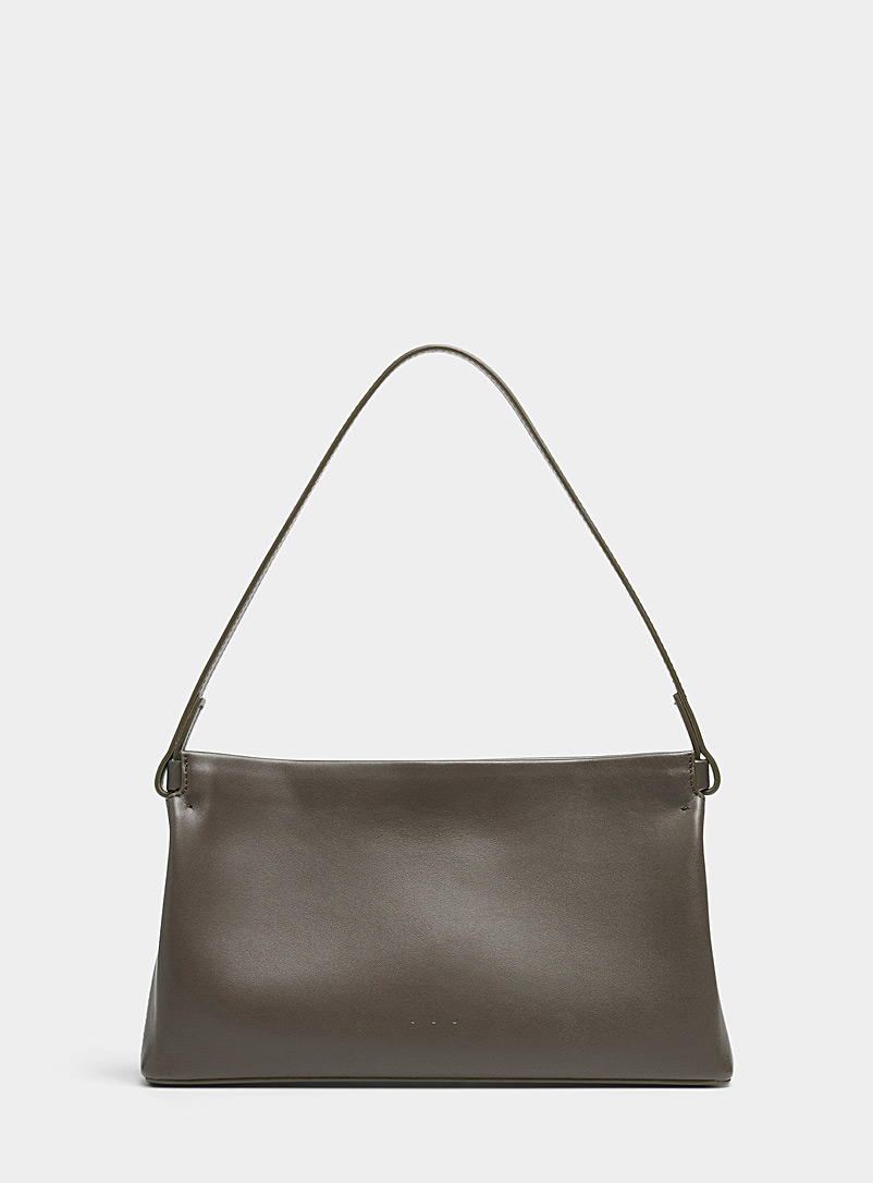 Aesther Ekme: Le sac baguette cuir souple minimaliste Vert foncé-mousse-olive pour femme