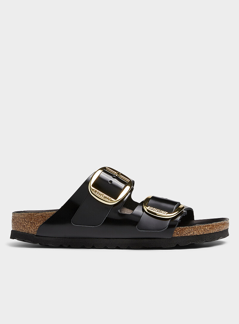 Birkenstock: La sandale Arizona Big Buckle or et lustr&eacute;e Femme Noir pour femme